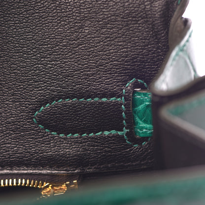 Hermes Shiny Niloticus Crocodile Horseshoe Birkin 30 Vert Emeraude Black 10 of 38