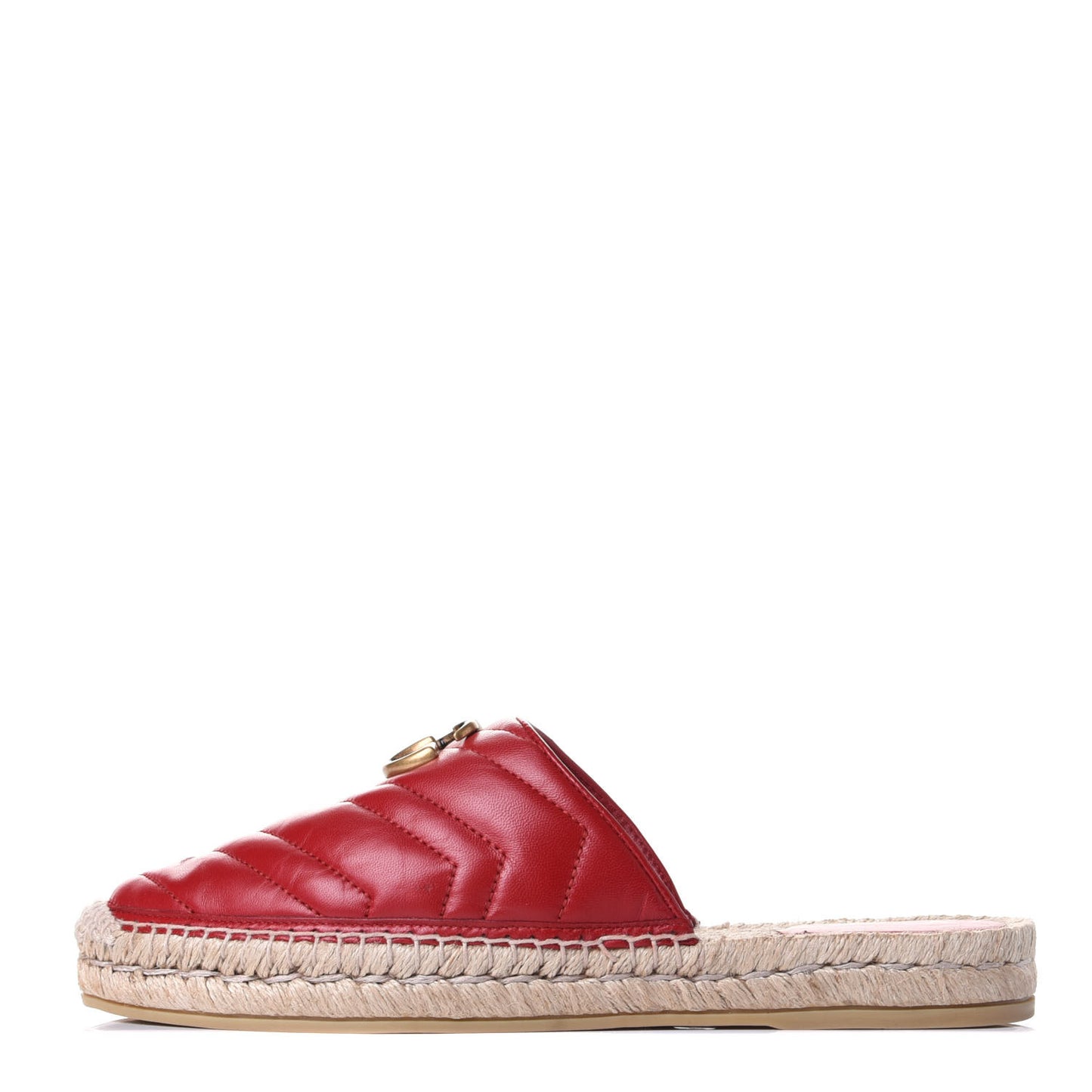 Nappa Matelasse GG Marmont Espadrille Slippers 40 Hibiscus Red
