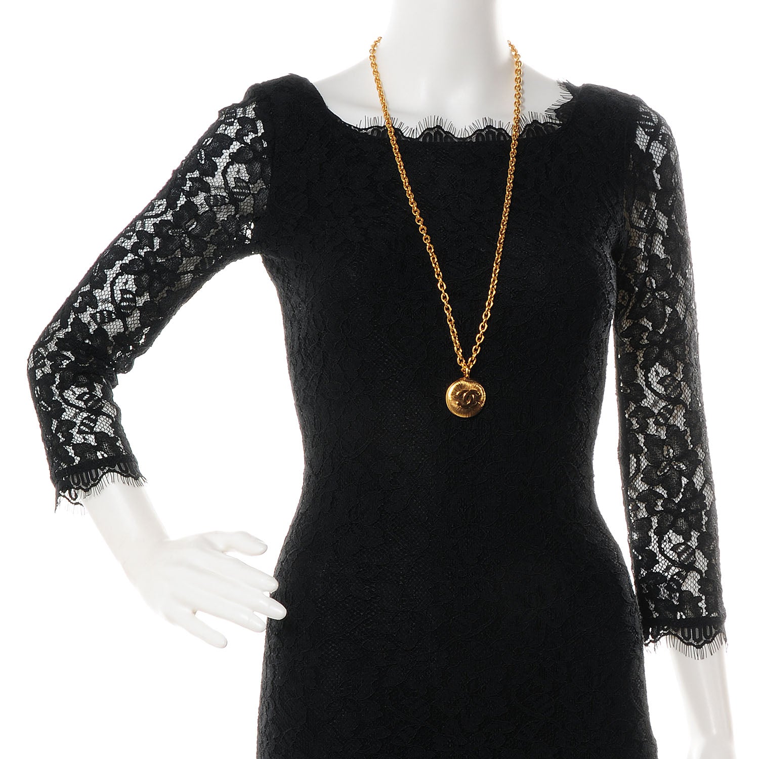 Chanel CC Sunburst Chain Pendant Long Necklace Gold 2 of 4