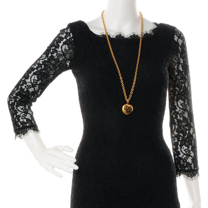Chanel CC Sunburst Chain Pendant Long Necklace Gold 2 of 4
