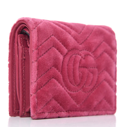Gucci Velvet Matelasse Pearl Love Embroidered GG Marmont Card Case Wallet Light Raspberry Rose 3 of 7