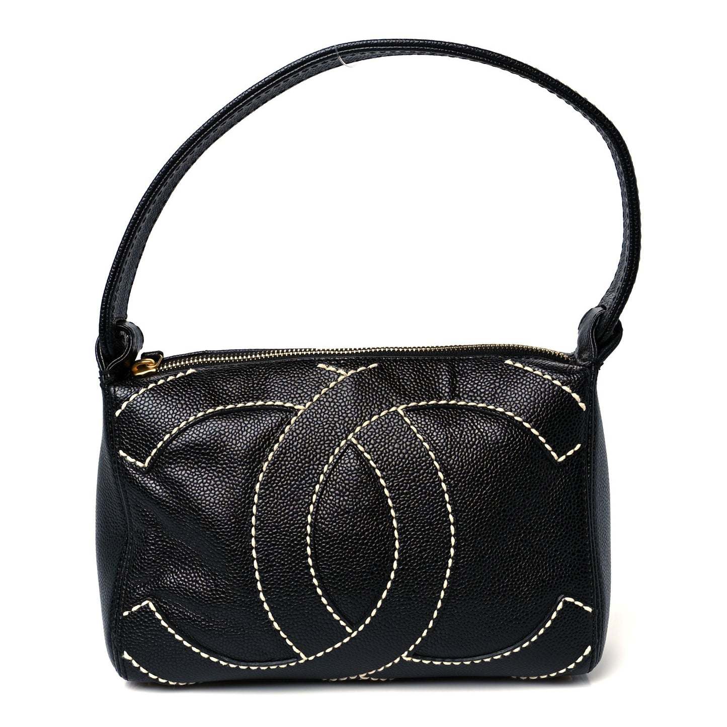 Caviar CC Stitched Small Hobo Black