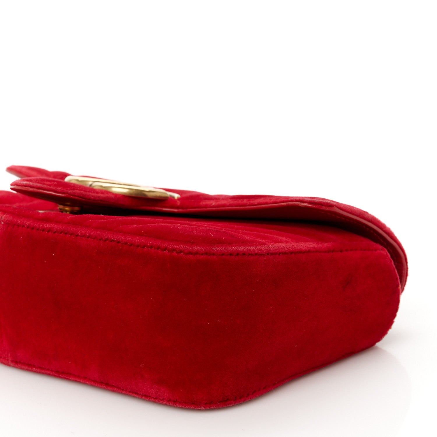 Gucci Velvet Matelasse Mini GG Marmont Shoulder Bag Hibiscus Red 10 of 11