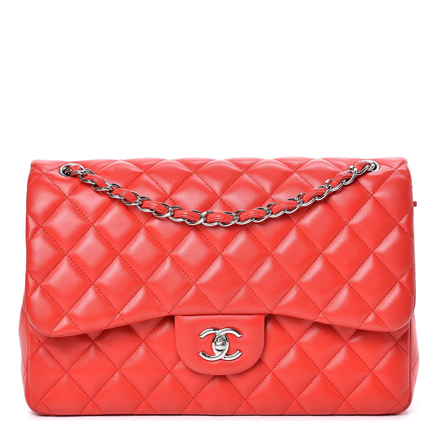 Chanel Lambskin Quilted Jumbo Double Flap Red 1 of 15