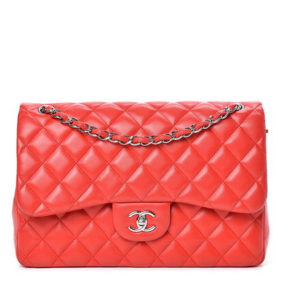 Chanel Lambskin Quilted Jumbo Double Flap Red 1 of 15