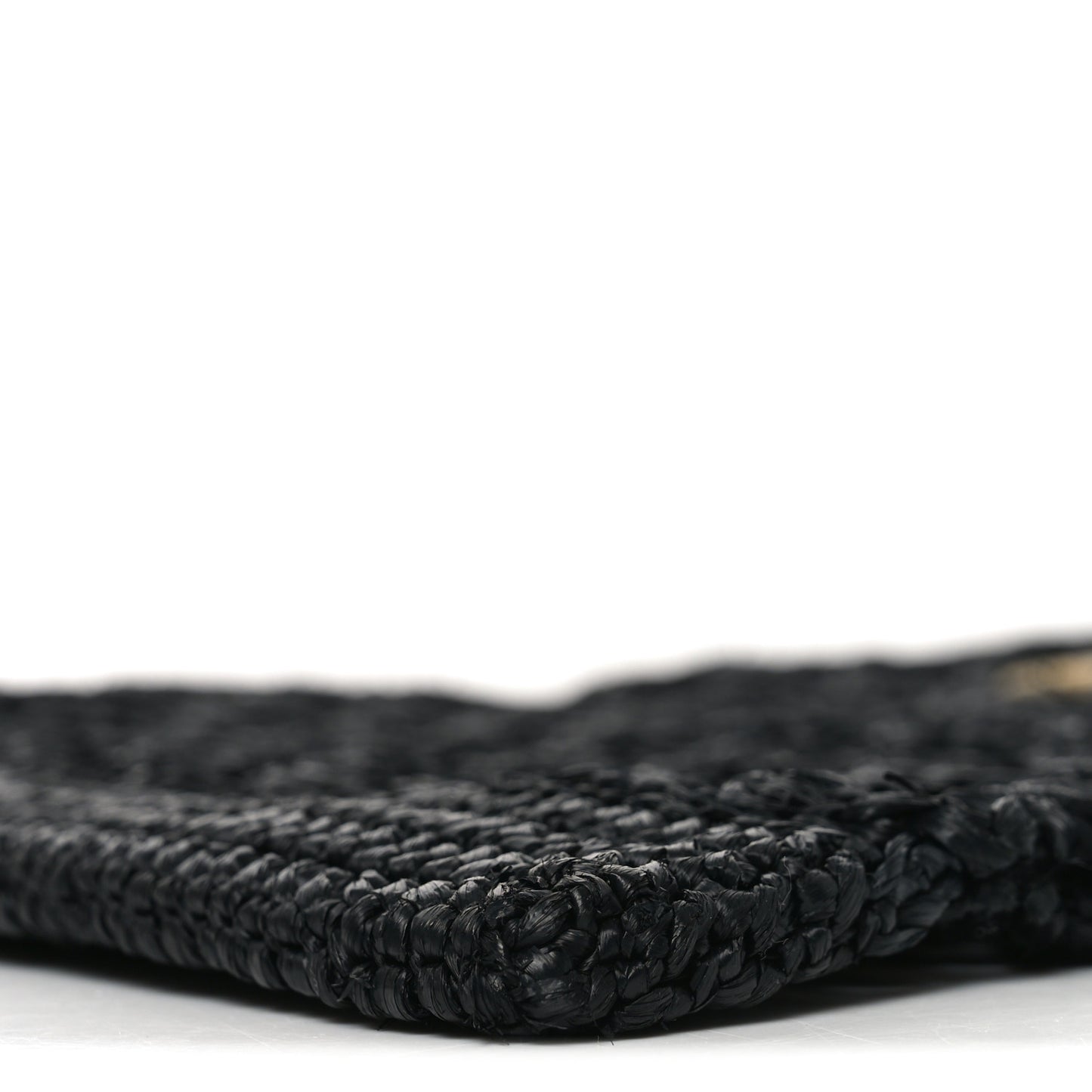Yarn Raffia Effect Embroidered Logo Tote Black