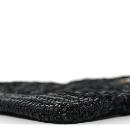 Prada Yarn Raffia Effect Embroidered Logo Tote Black 8 of 8