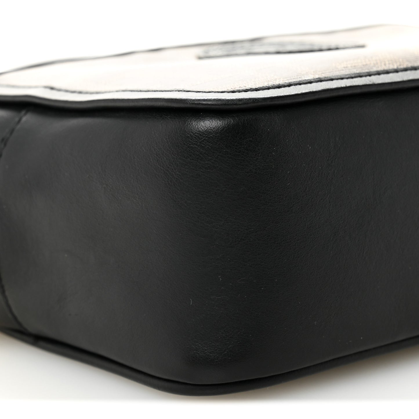 Glazed Fabric Vitello Century FF 1974 Stamp Patch Mini Camera Case Mogano Panna Black