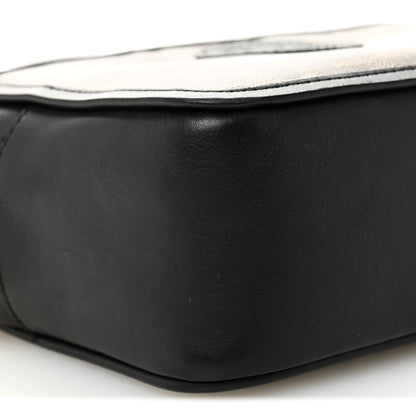 Fendi Glazed Fabric Vitello Century FF 1974 Stamp Patch Mini Camera Case Mogano Panna Black 9 of 11