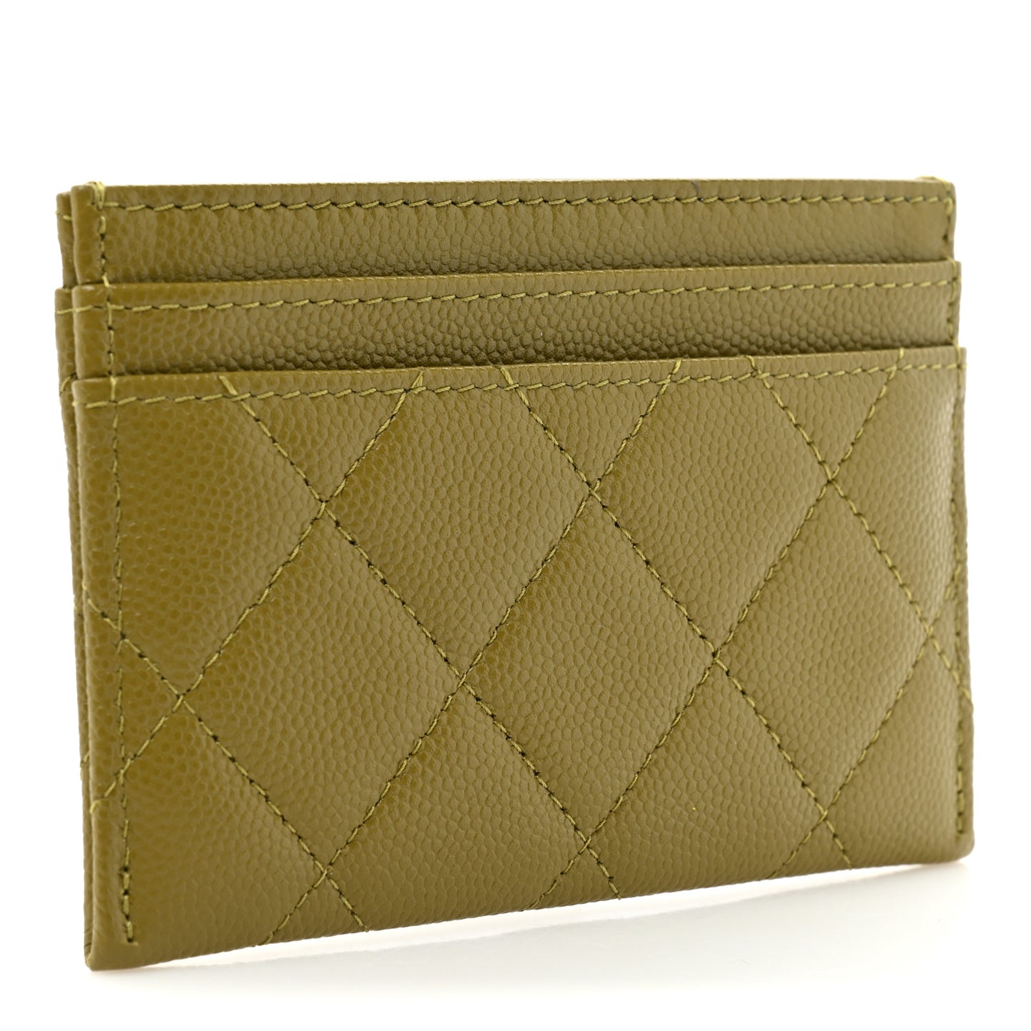 Caviar Quilted Crystal Card Holder Green