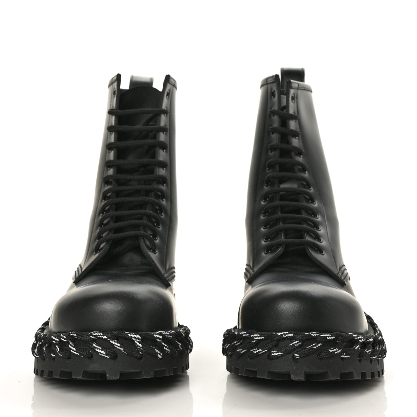 Calfskin Woven Detail Mens Combat Boots 41 Black