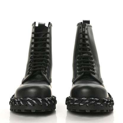 Balenciaga Calfskin Woven Detail Mens Combat Boots 41 Black 2 of 7