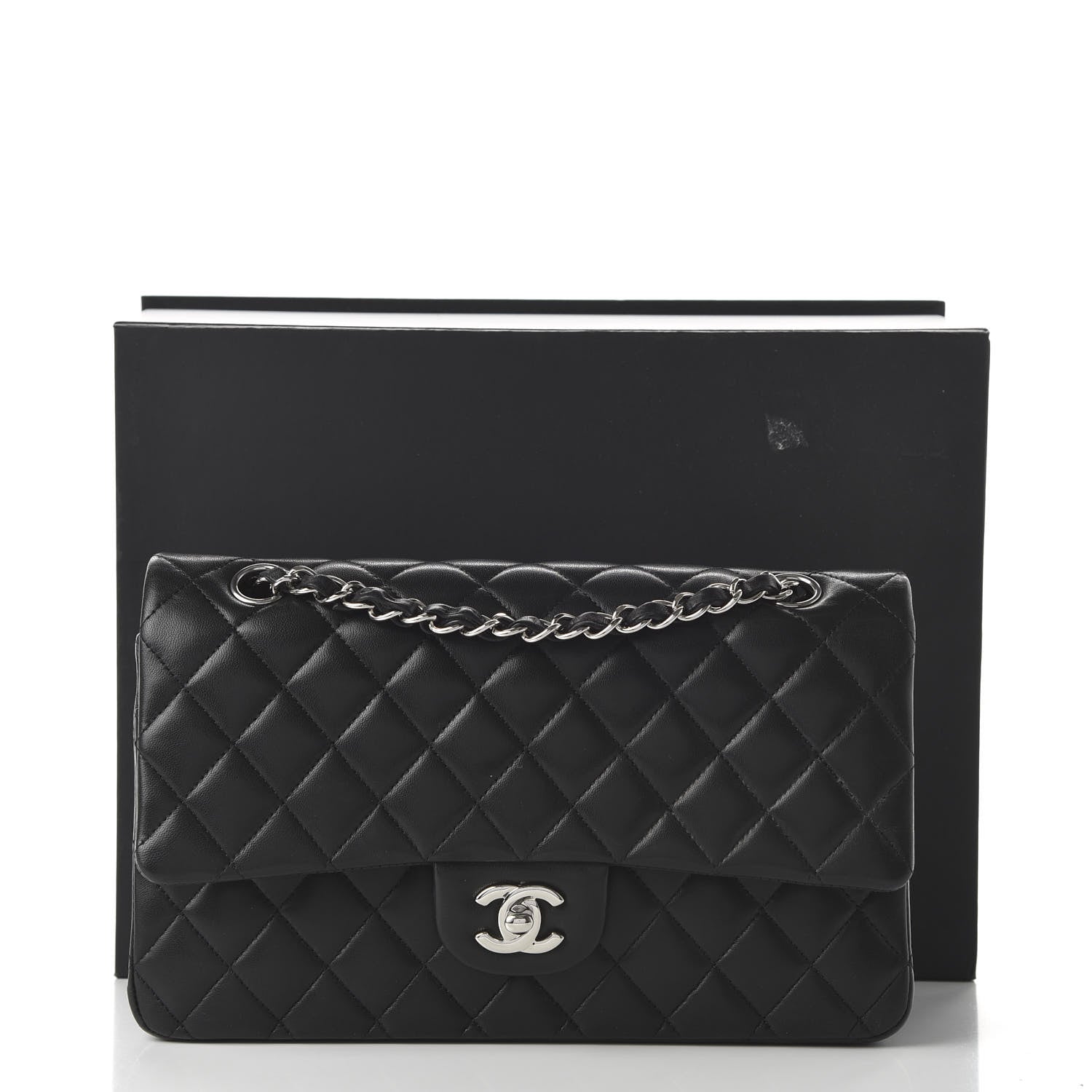 Chanel Lambskin Quilted Medium Double Flap Black 11 of 12