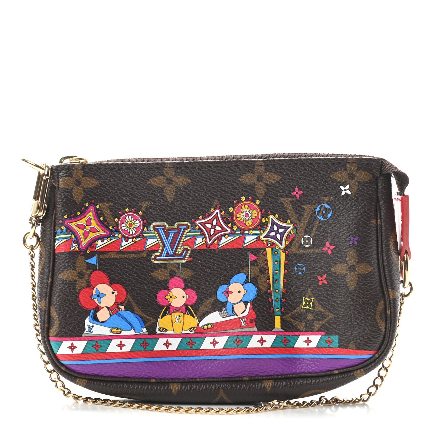 Monogram 2020 Christmas Animation Bumper Cars Mini Pochette Accessories Coquelicot