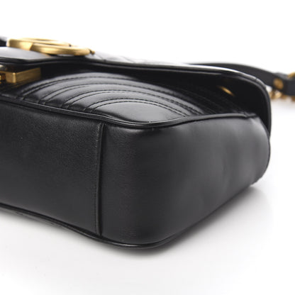 Gucci Calfskin Matelasse Small GG Marmont Shoulder Bag Black 9 of 10