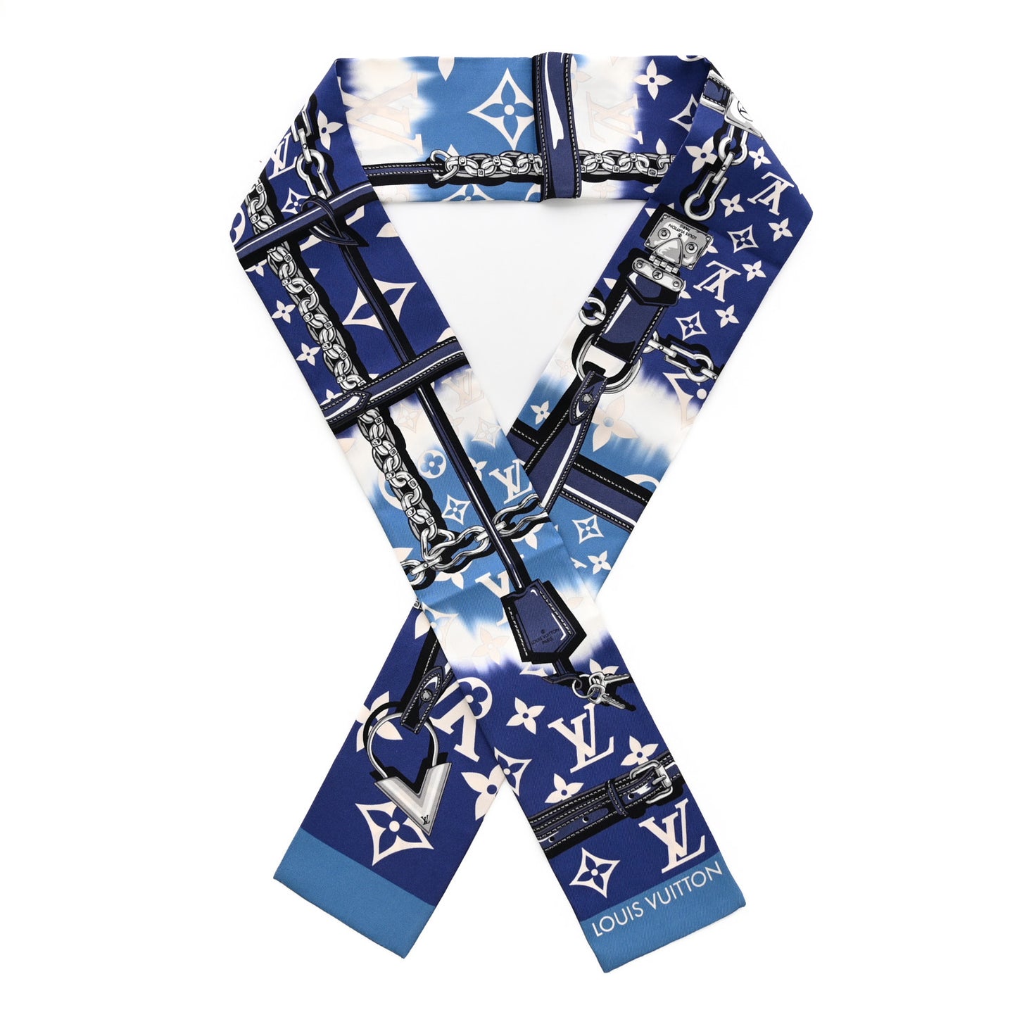 Silk Monogram Escale Confidential Bandeau Blue