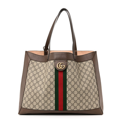Gucci GG Supreme Monogram Web Ophidia Tote Brown 1 of 11