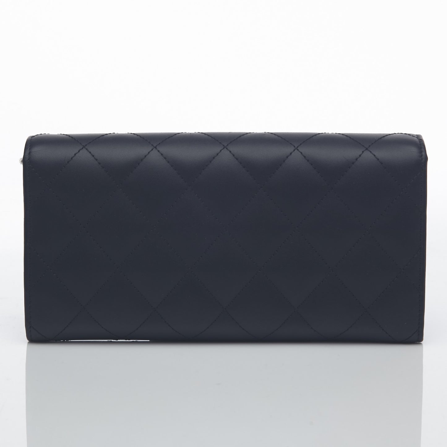 Calfskin Quilted Cambon Flap Wallet Black
