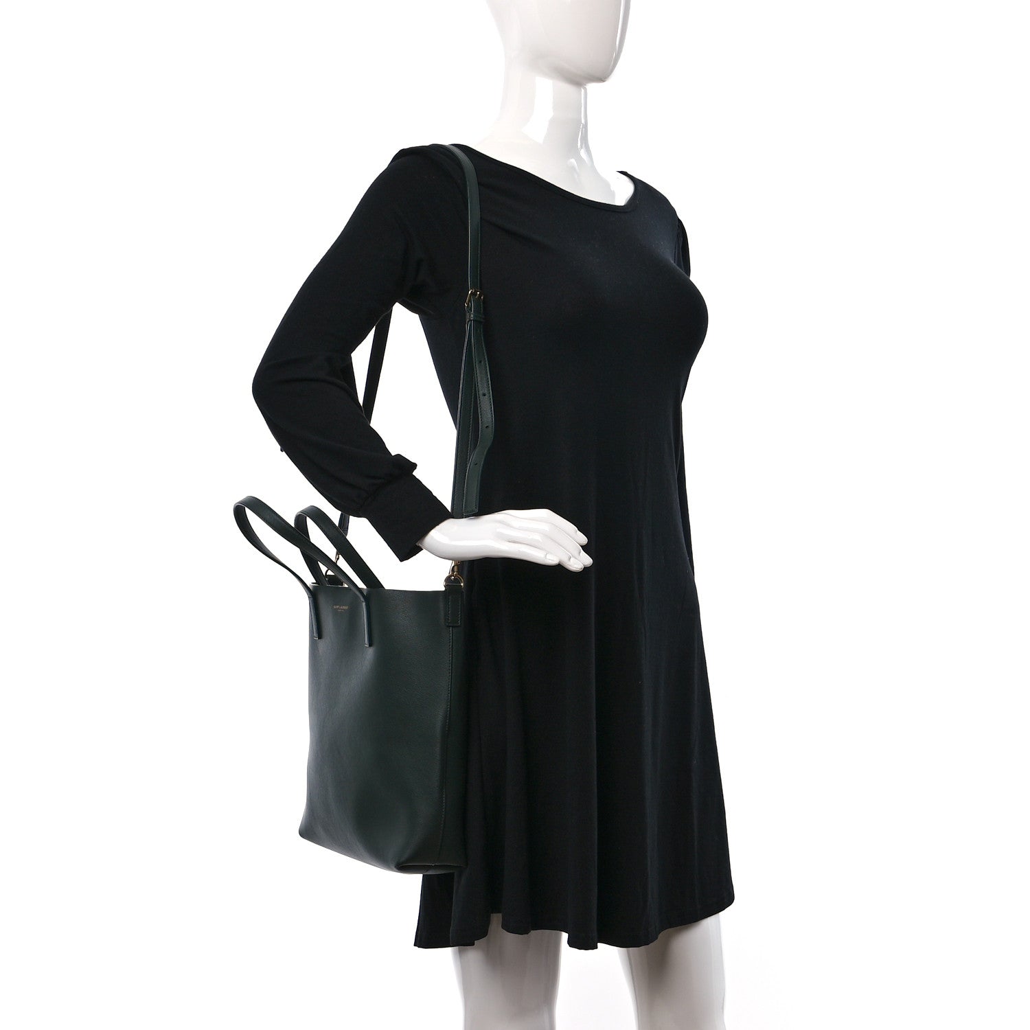 Saint Laurent Calfskin Toy Shopping Tote Forest Green 2 of 9