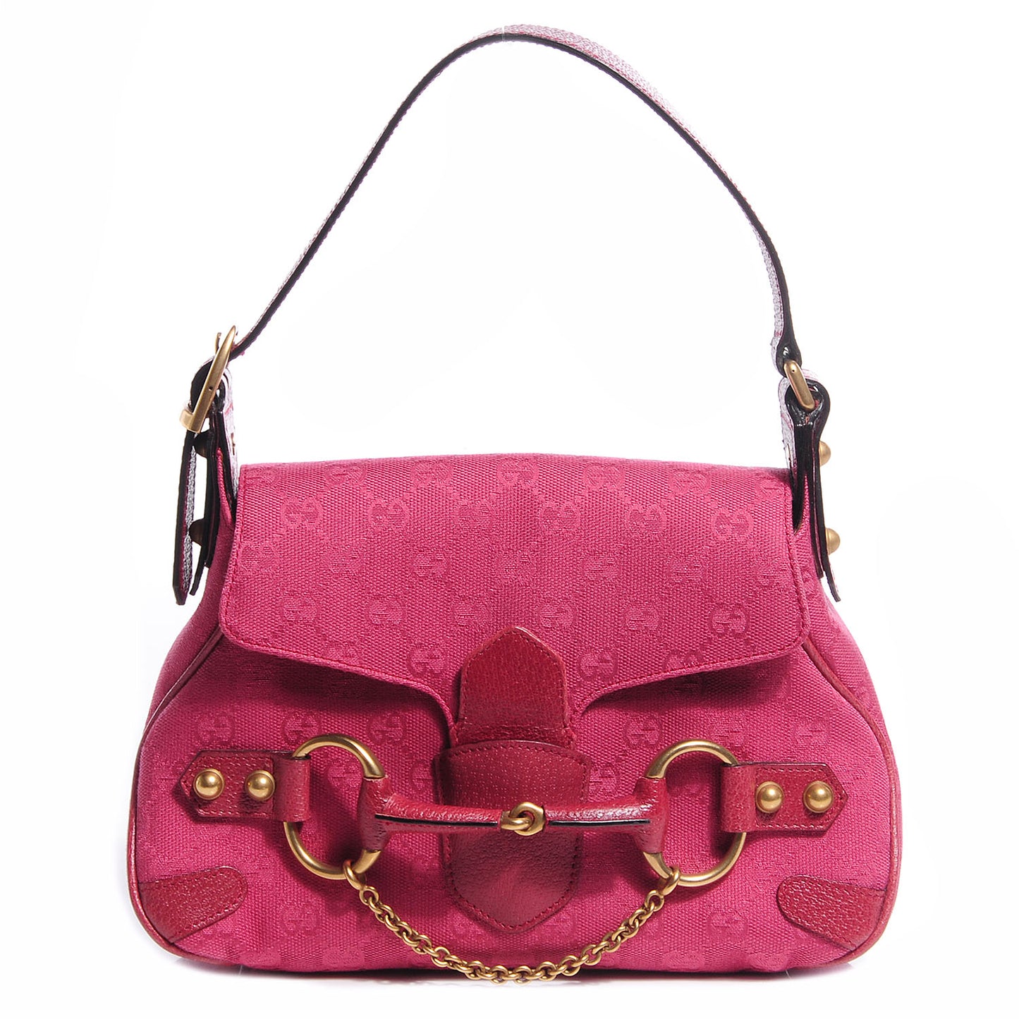 Monogram Small Horsebit Chain Flap Bag Fuchsia