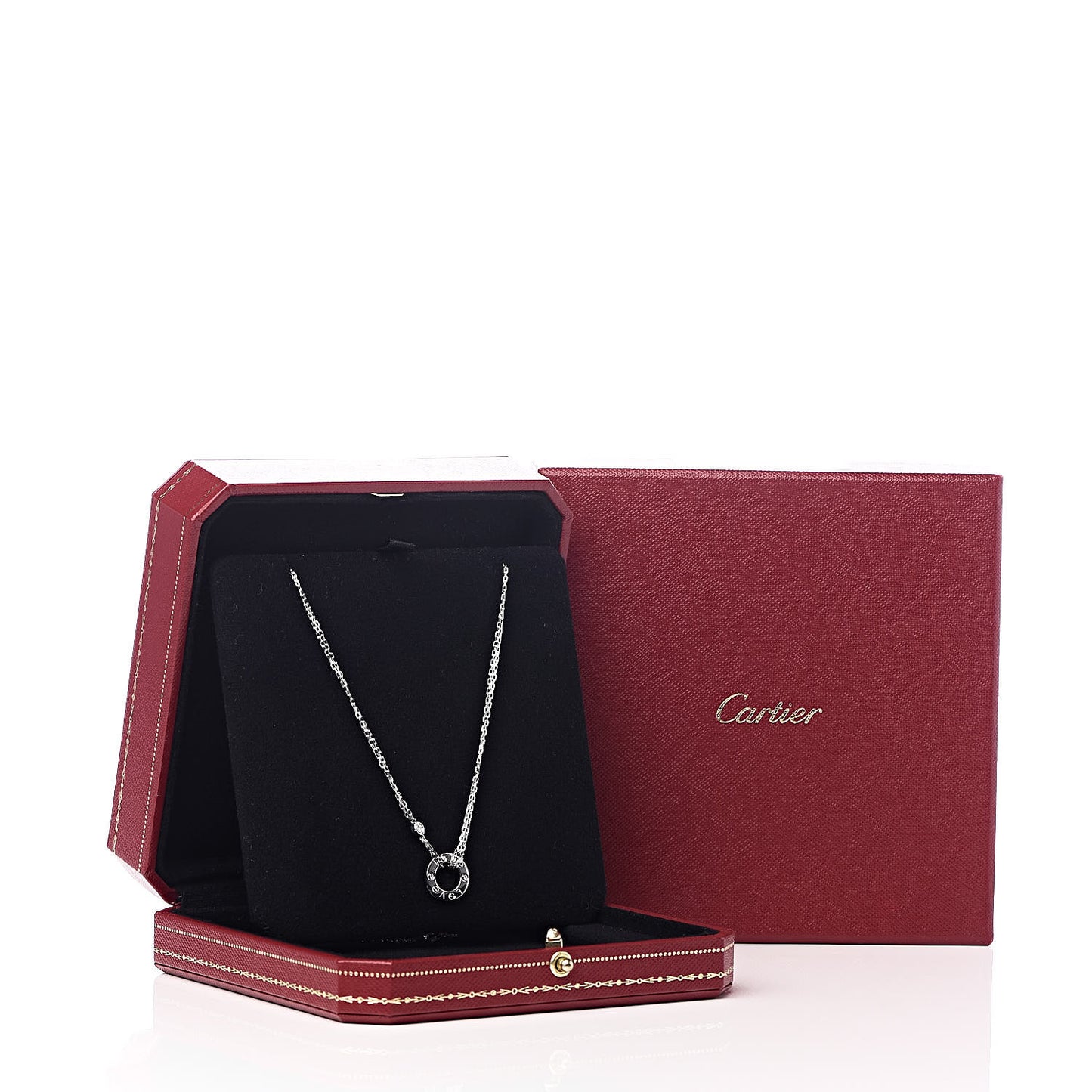 18K White Gold 2 Diamond LOVE Necklace