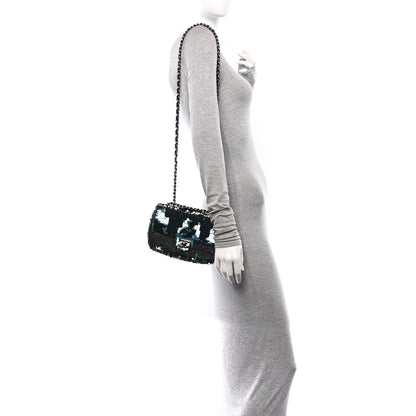 Chanel Sequin Lambskin Mini Flap Blue Black 2 of 10