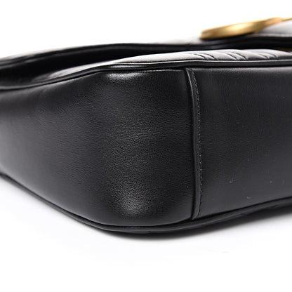Gucci Calfskin Matelasse Small GG Marmont Shoulder Bag Black 10 of 11