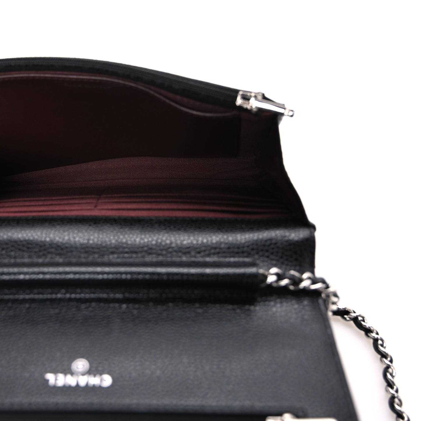 Caviar Quilted Wallet on Chain WOC Black