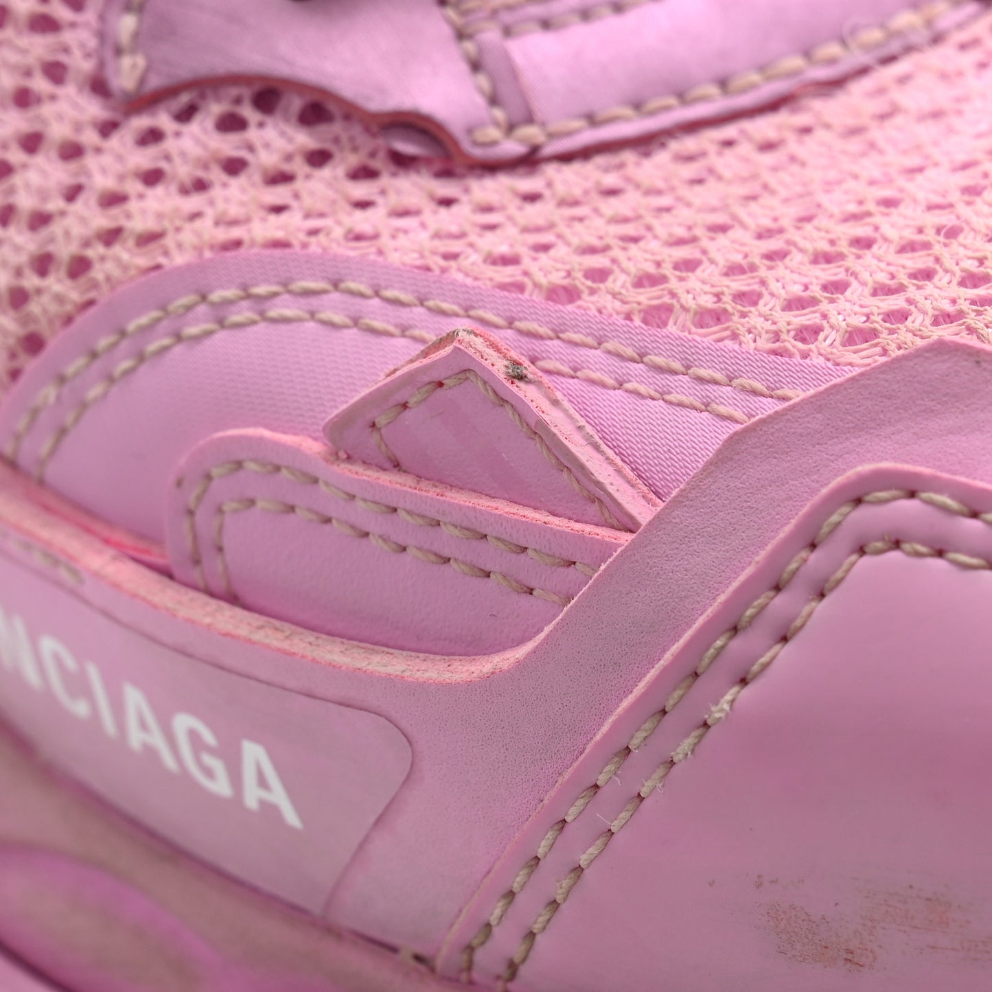 Mesh Nylon Destroyed Womens Track.3 Sneakers 37 Pink White