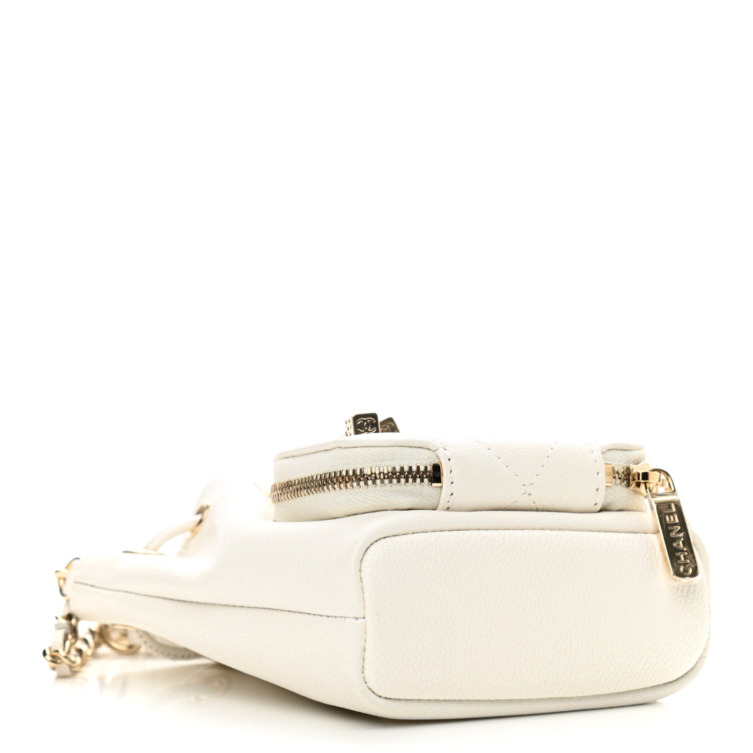 Chanel Caviar Quilted Mini CC Pocket Bucket Bag White 4 of 11