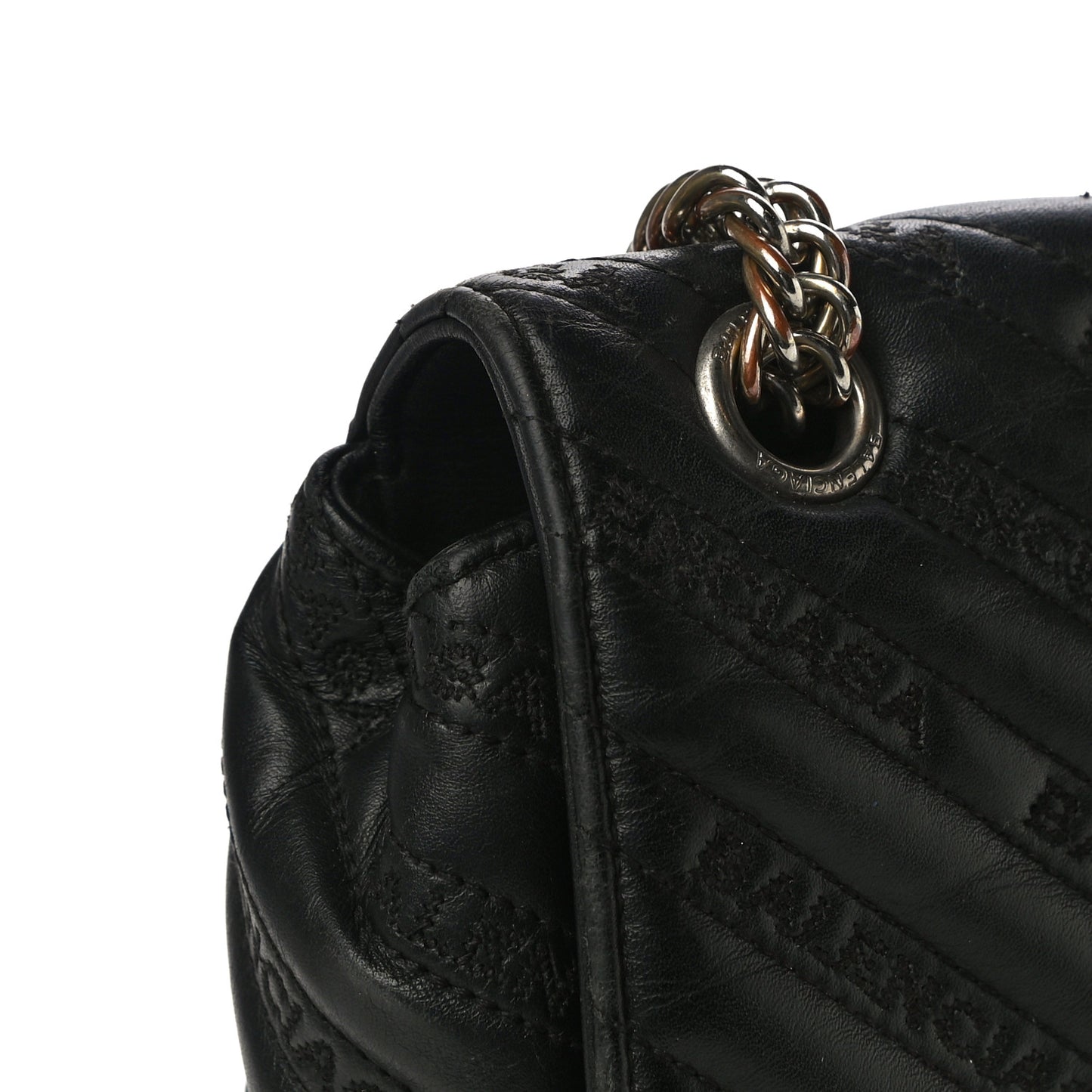 Calfskin Logo Matelasse M BB Chain Shoulder Bag Black
