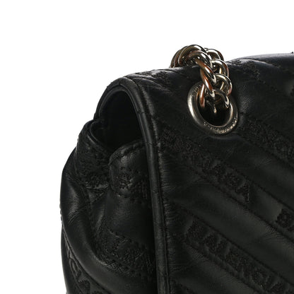 Balenciaga Calfskin Logo Matelasse M BB Chain Shoulder Bag Black 16 of 17