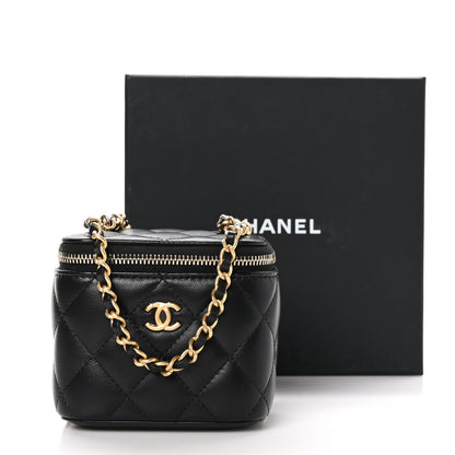 Chanel Lambskin Quilted Mini Pearl Crush Vanity Case With Chain Black 12 of 12