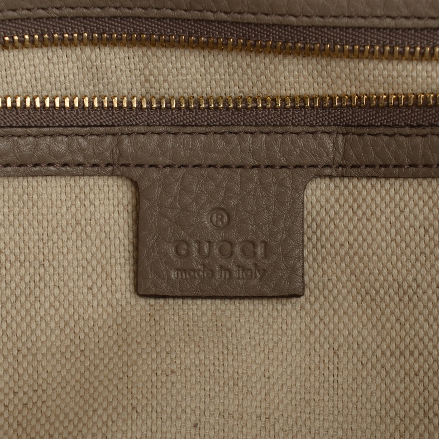 Pebbled Calfskin Large Soho Top Handle Bag Taupe