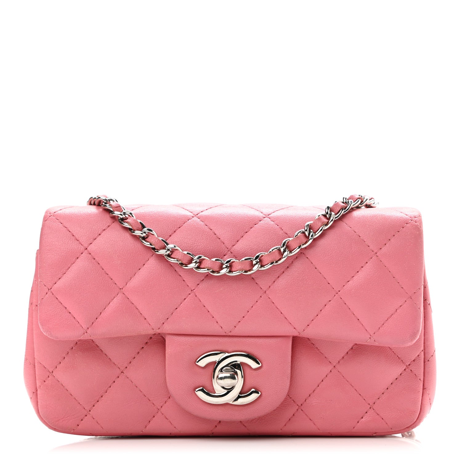 Chanel Lambskin Quilted Extra Mini Rectangular Flap Pink 1 of 13