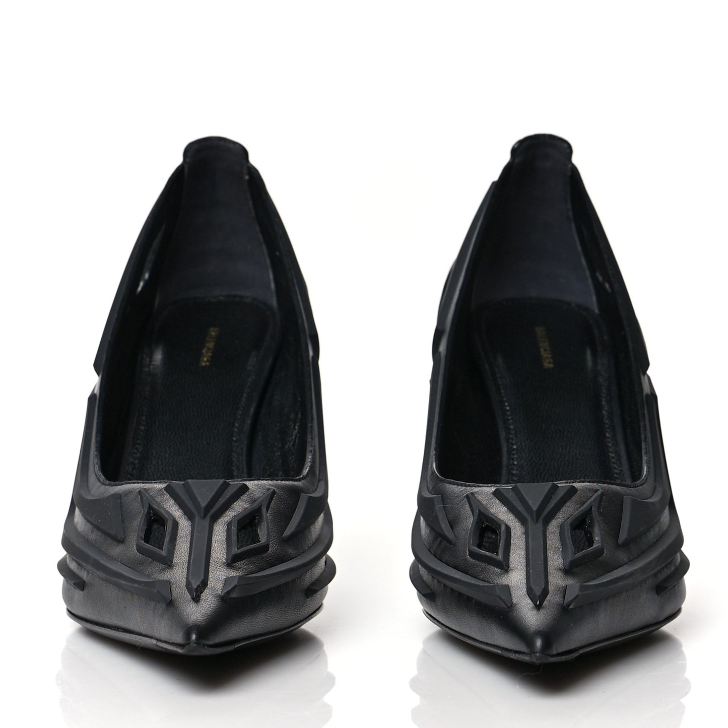 Silicone Calfskin Pointed 80mm Pumps 38.5 Black