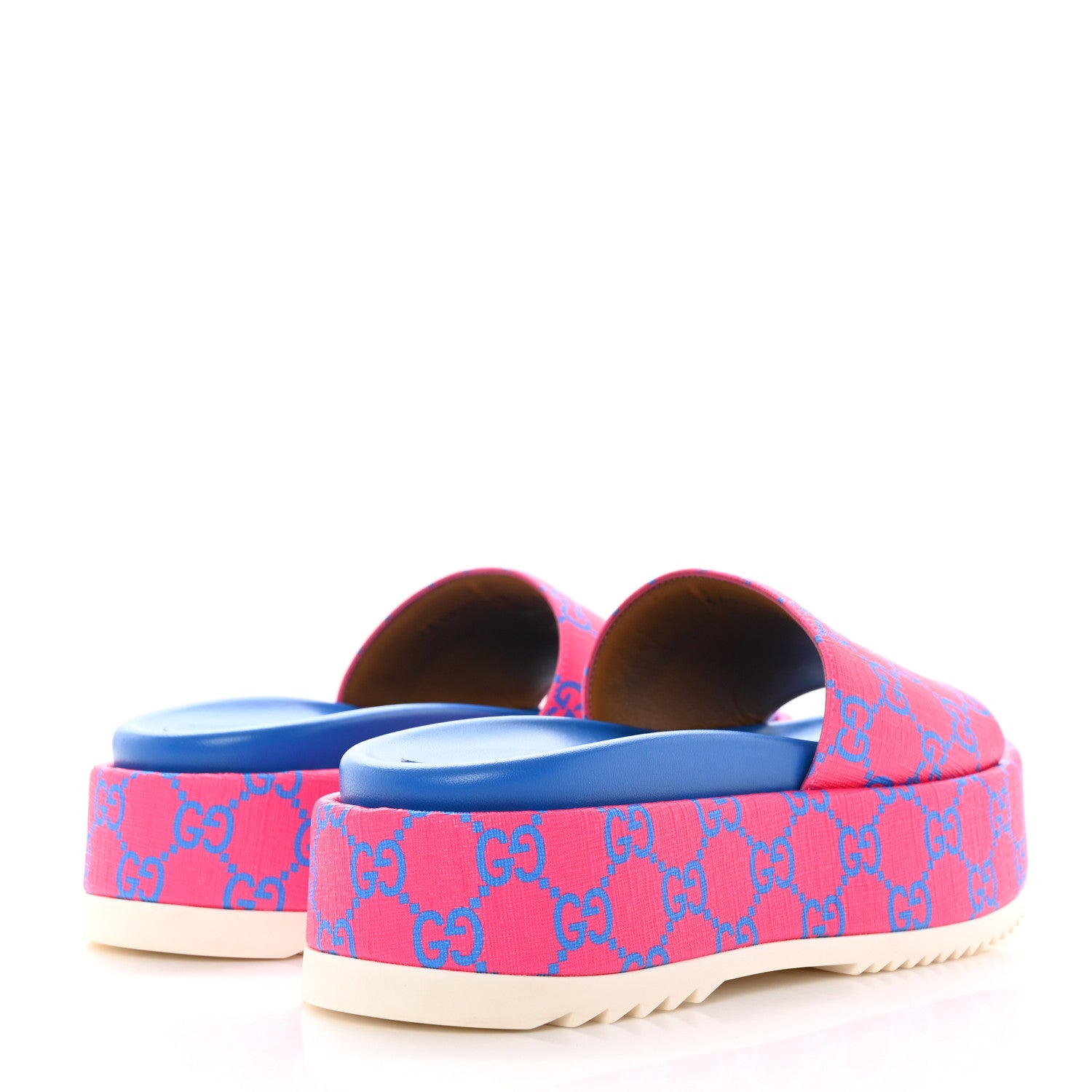 Gucci GG Supreme Joy Monogram Angelina Platform Slide Sandals 35 Fuxia Blue 4 of 12