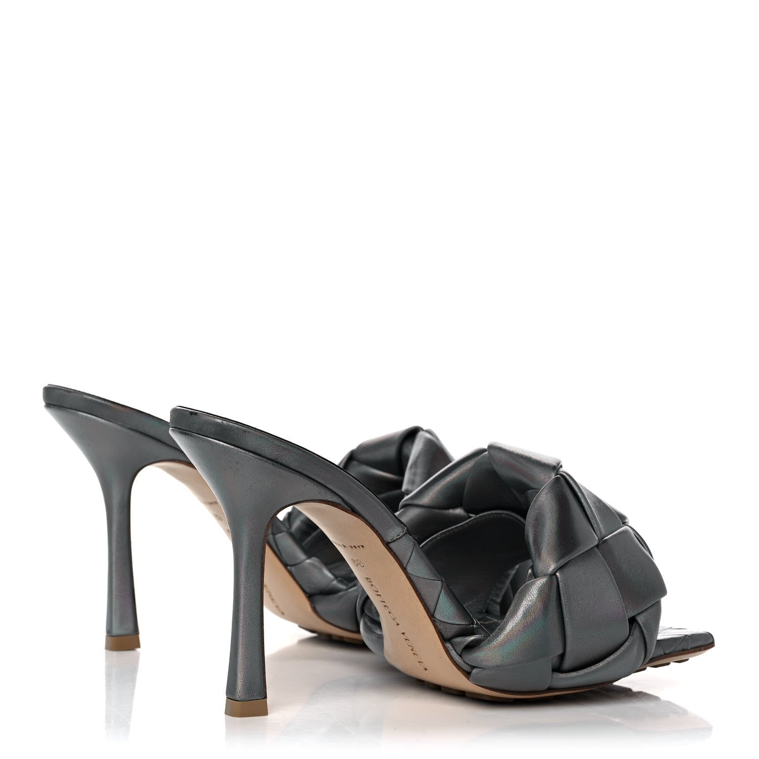 Bottega Veneta Laser Nappa Maxi Intrecciato Lido 90mm Mule Sandals 39 Oyster 4 of 10