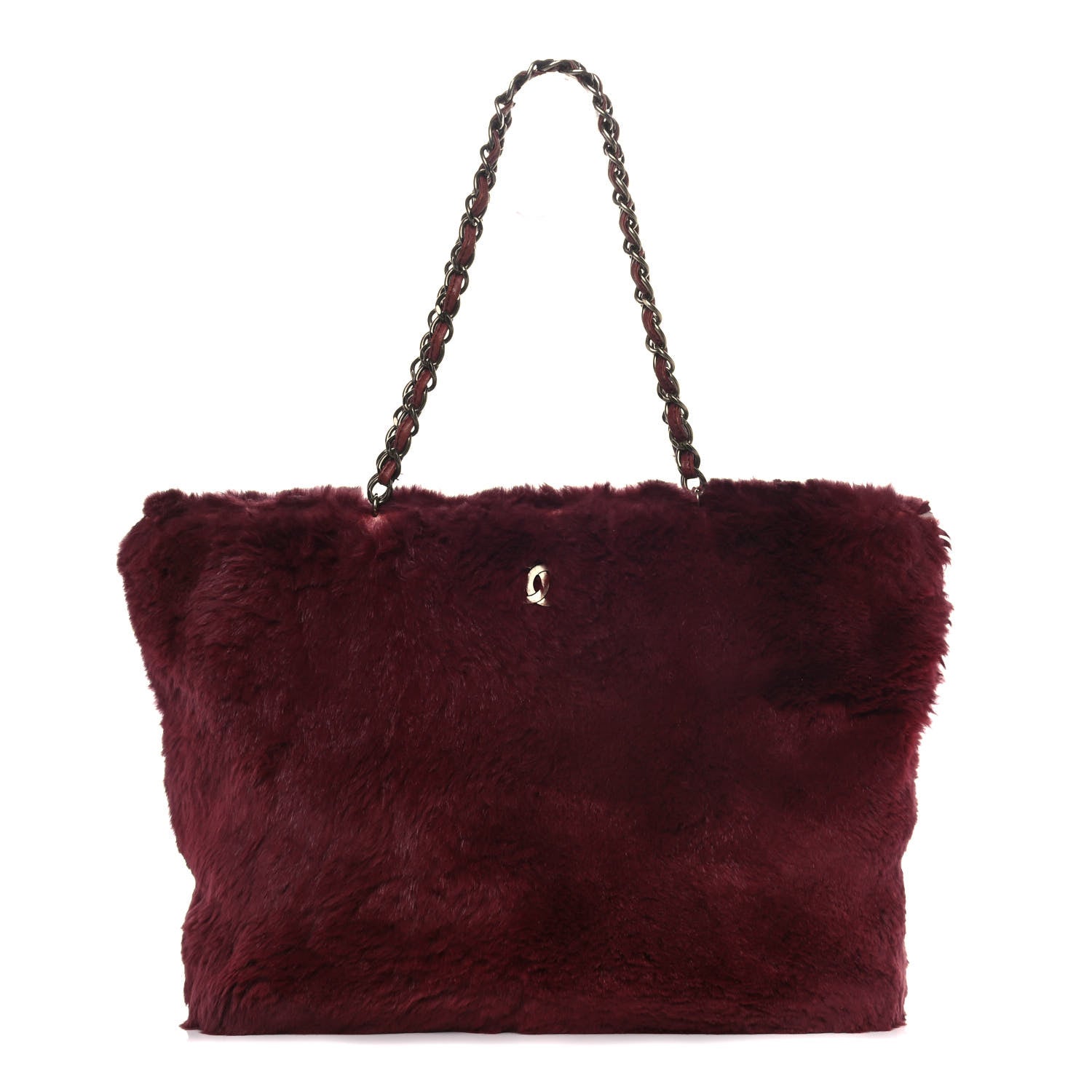 Chanel Rabbit Fur Shoulder Bag Burgundy 1 of 15