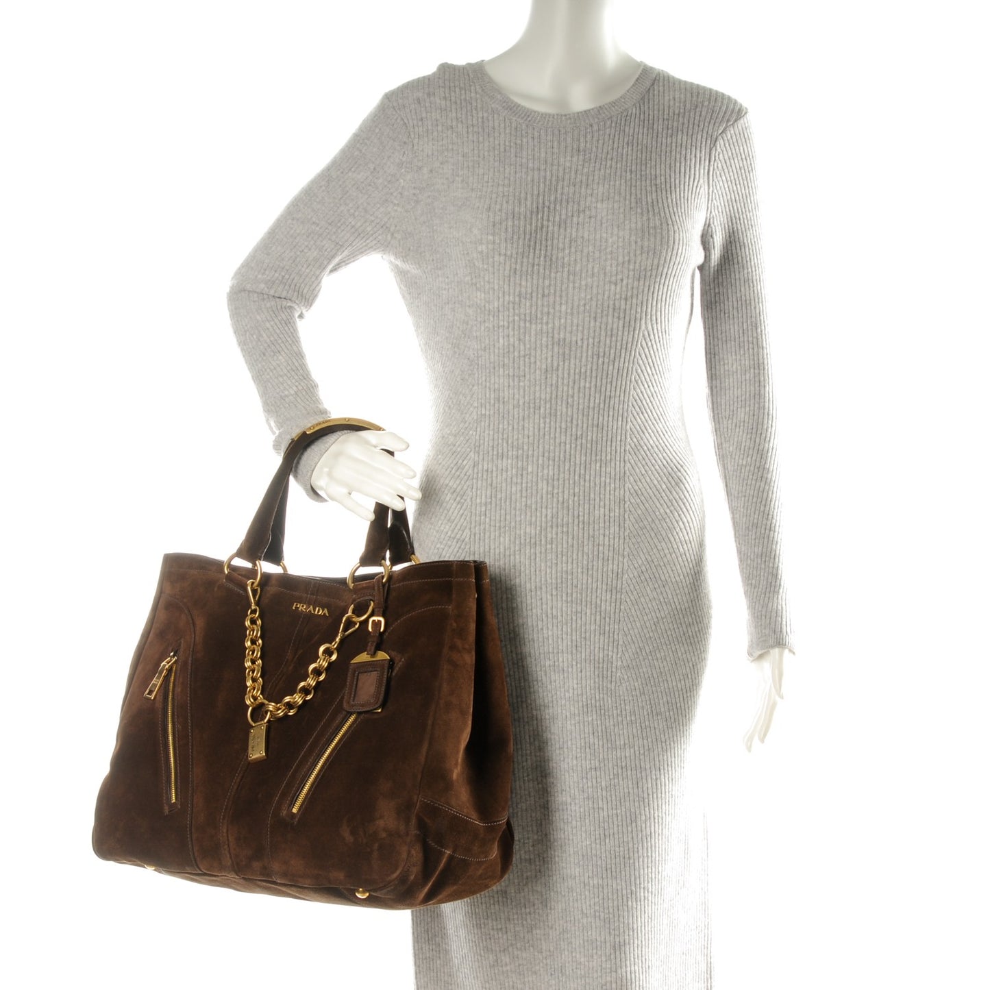 Suede Scamosciato Tote Mogano