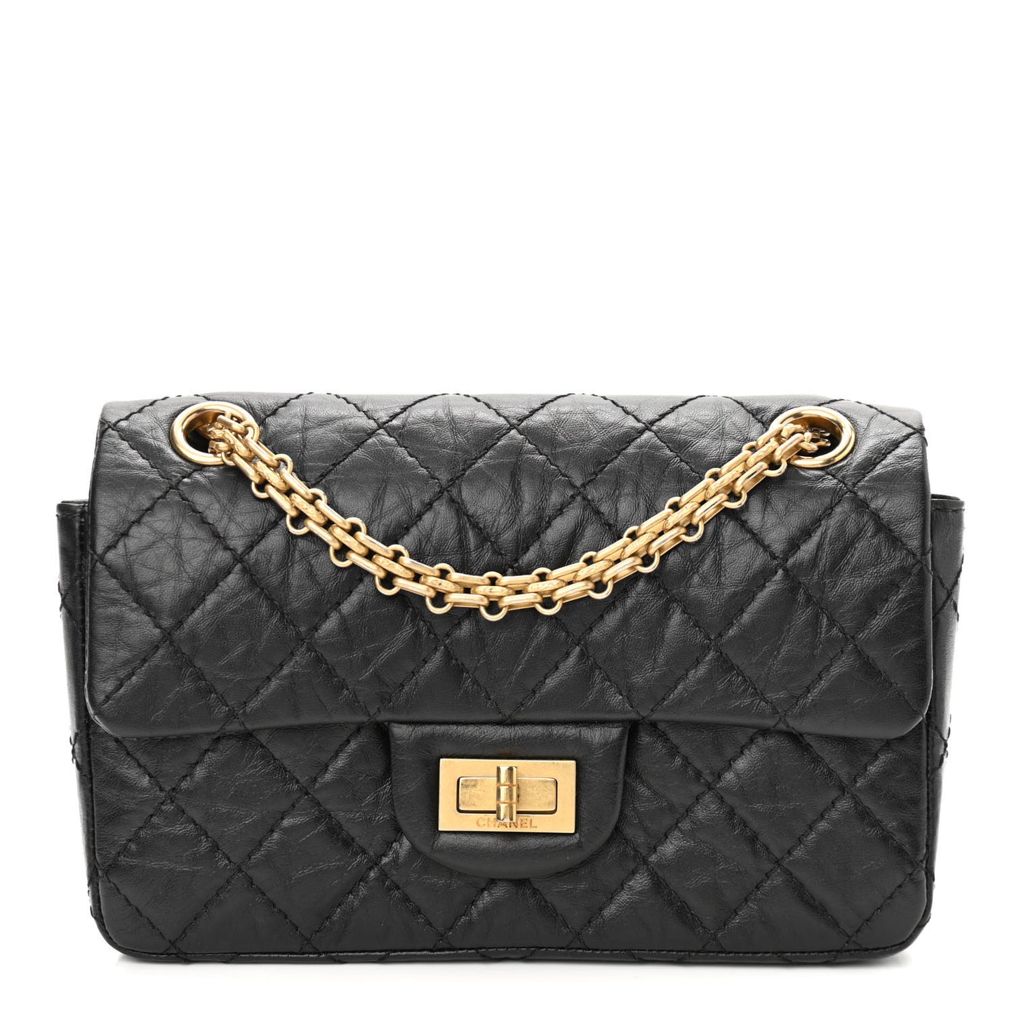 Aged Calfskin Quilted 2.55 Reissue Mini Flap Black