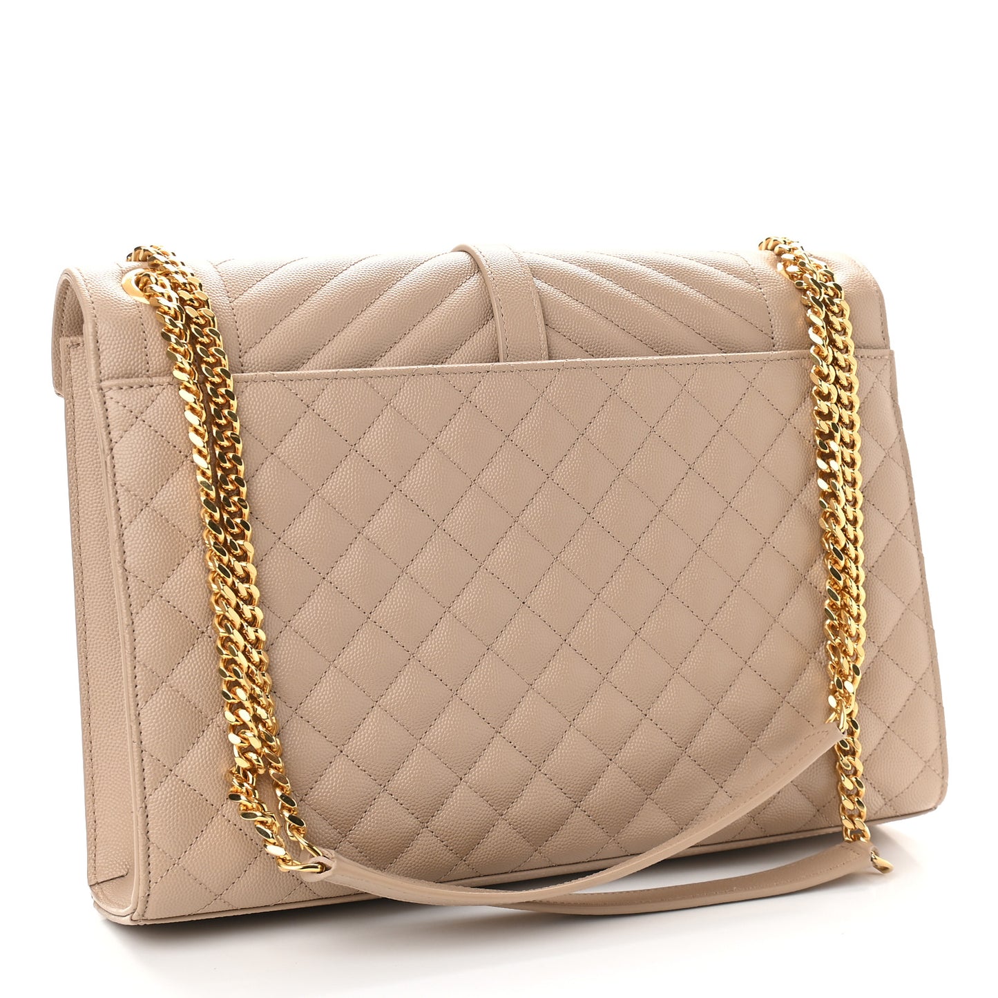 Grain De Poudre Mixed Matelasse Large Triquilt Monogram Satchel Dark Beige