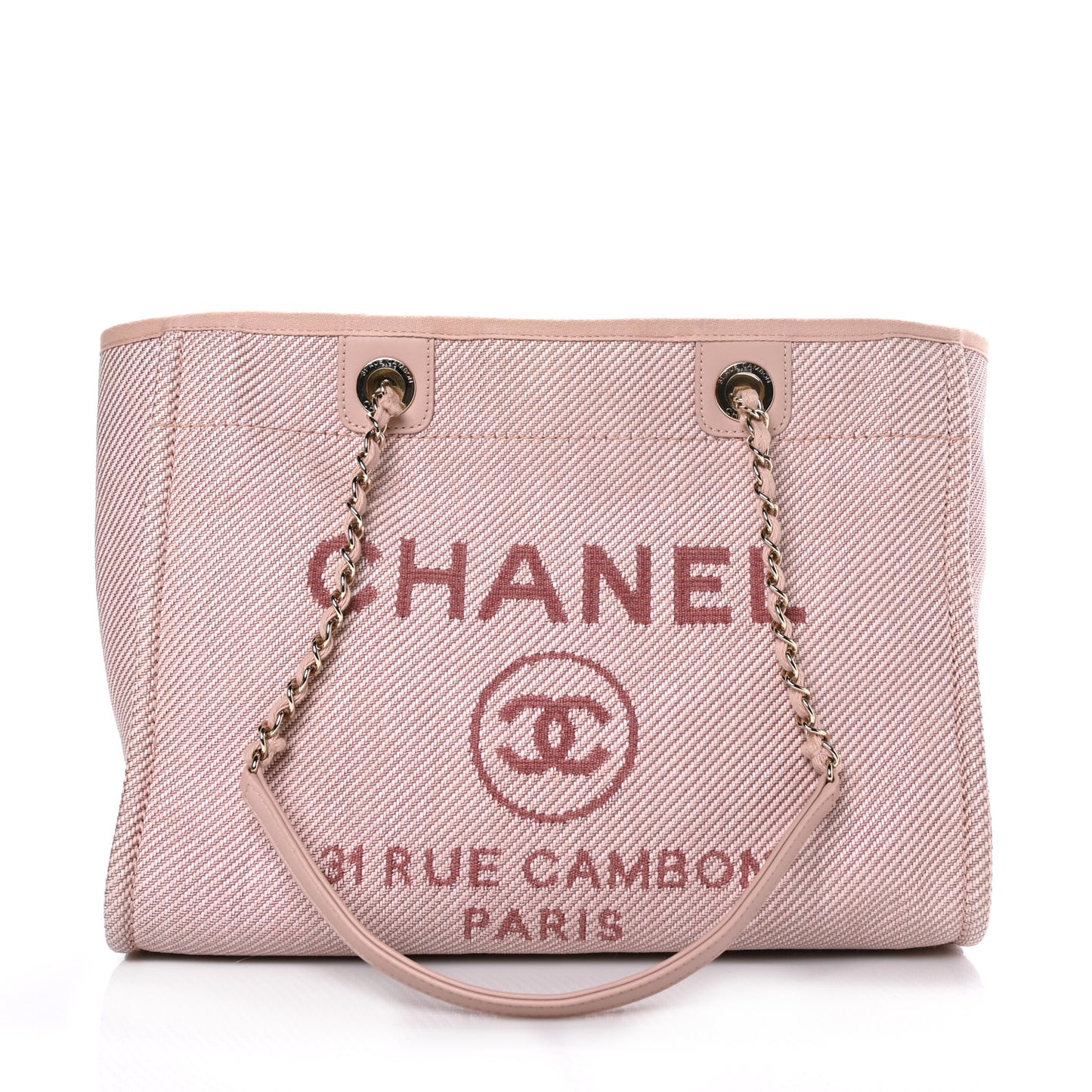 Mixed Fibers Calfskin Small Deauville Tote Rose Pink
