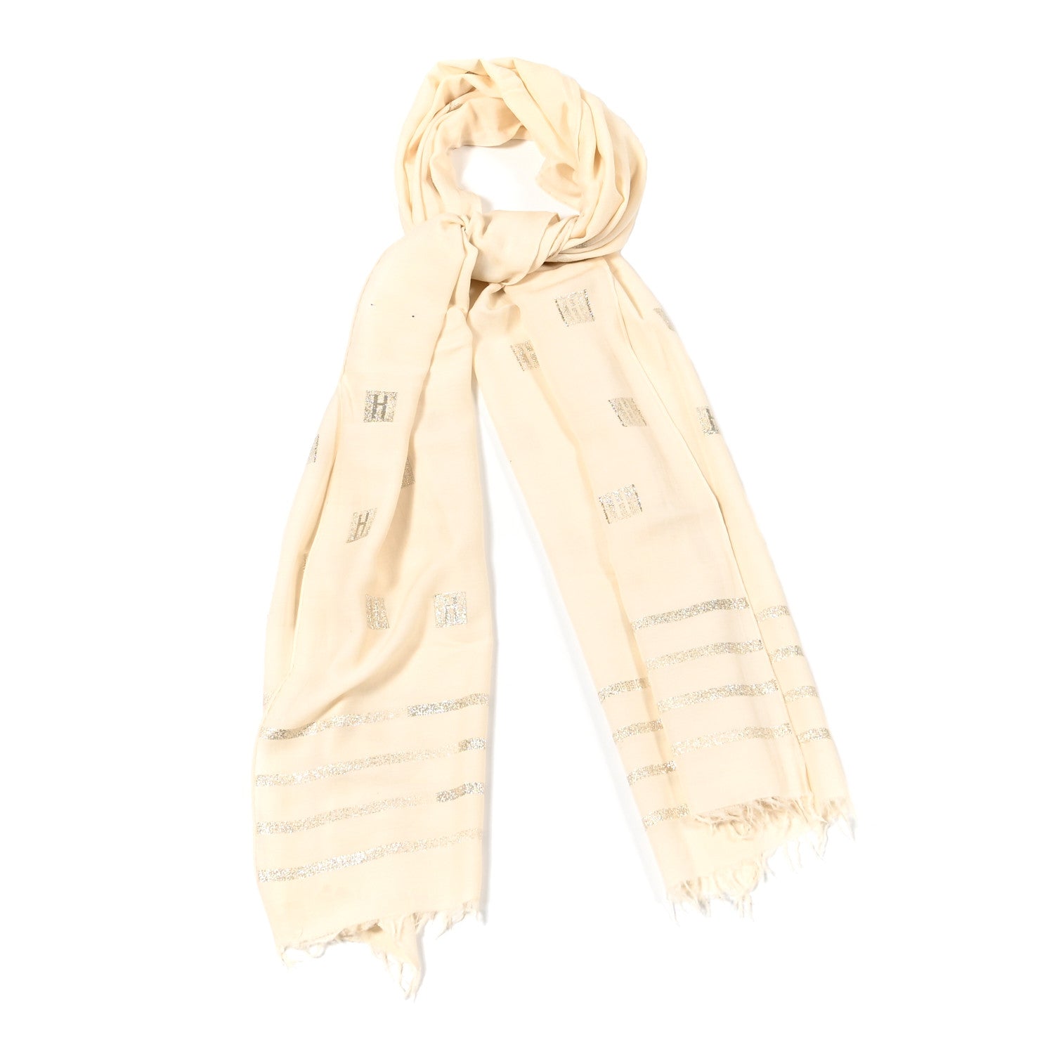 Hermes Cotton Silk Cheche H Scarf Ecru 1 of 12