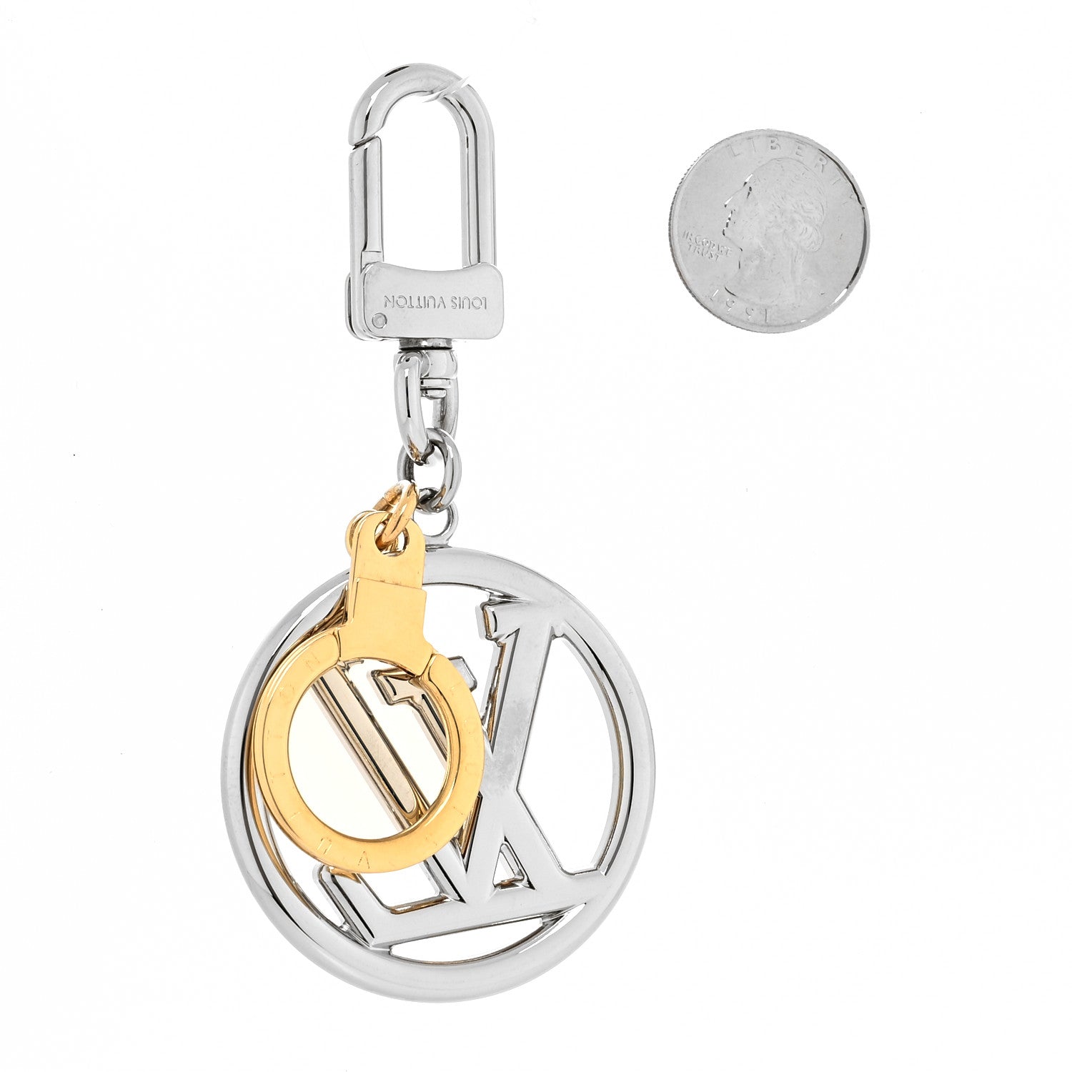 Louis Vuitton LV Circle Bag Charm Key Holder Gold Silver 2 of 4