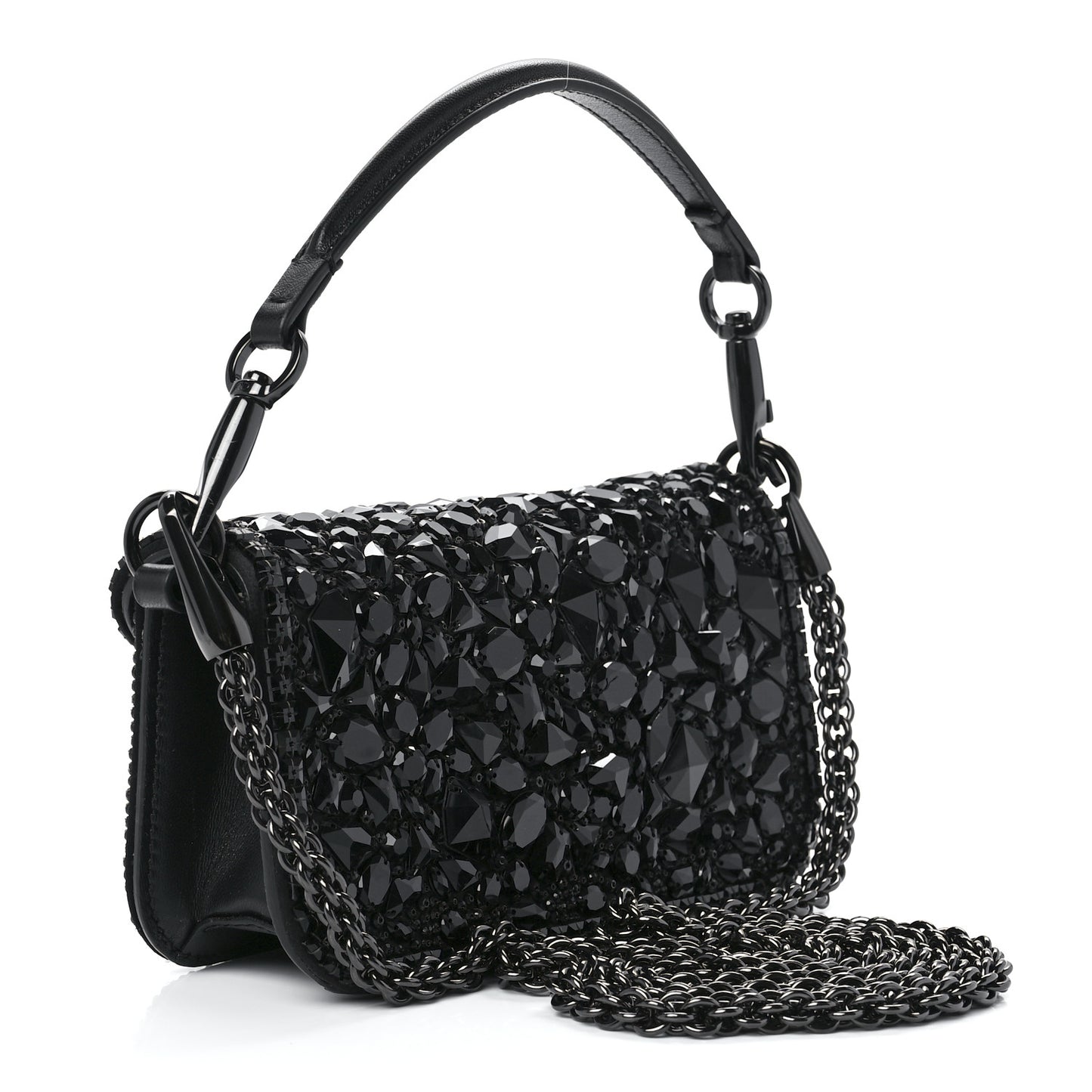 Crystal Nappa Monochrome Vlogo Small Loco Shoulder Bag Black