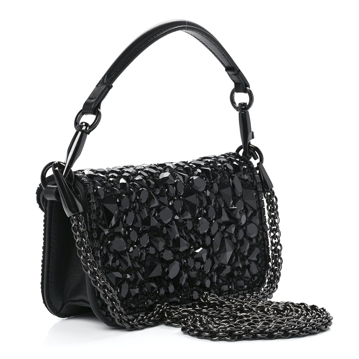 Valentino Garavani Crystal Nappa Monochrome Vlogo Small Loco Shoulder Bag Black 2 of 10