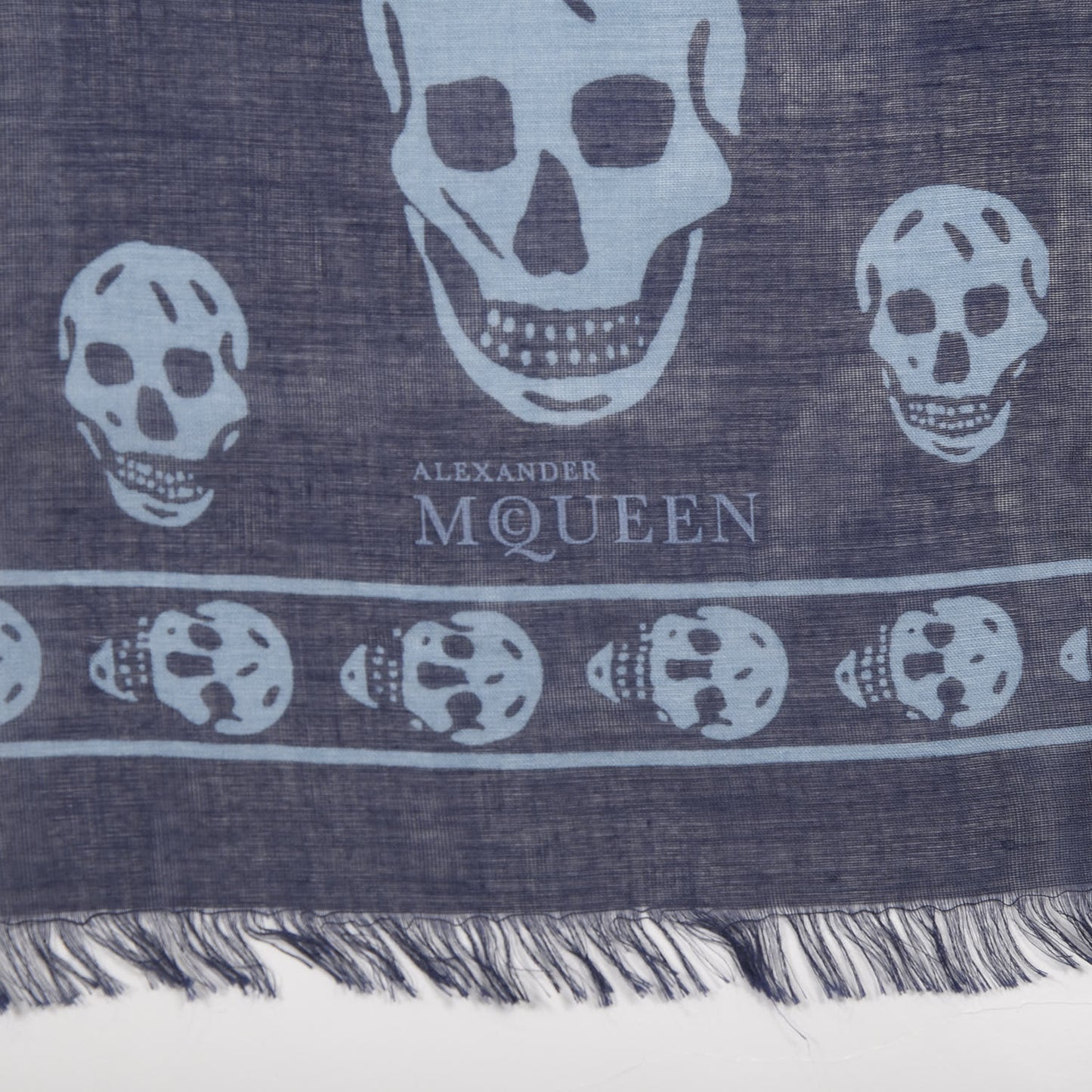 Silk Chiffon Skull Scarf Blue