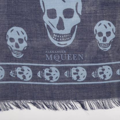 Alexander McQueen Silk Chiffon Skull Scarf Blue 2 of 4