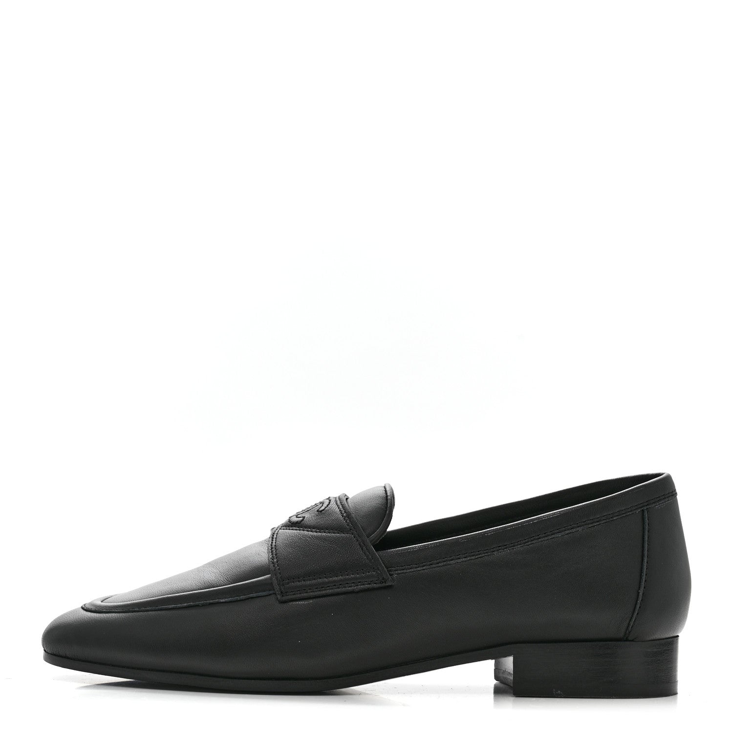 Chanel Lambskin Womens Stitched CC Loafers 35 Black 1 of 11